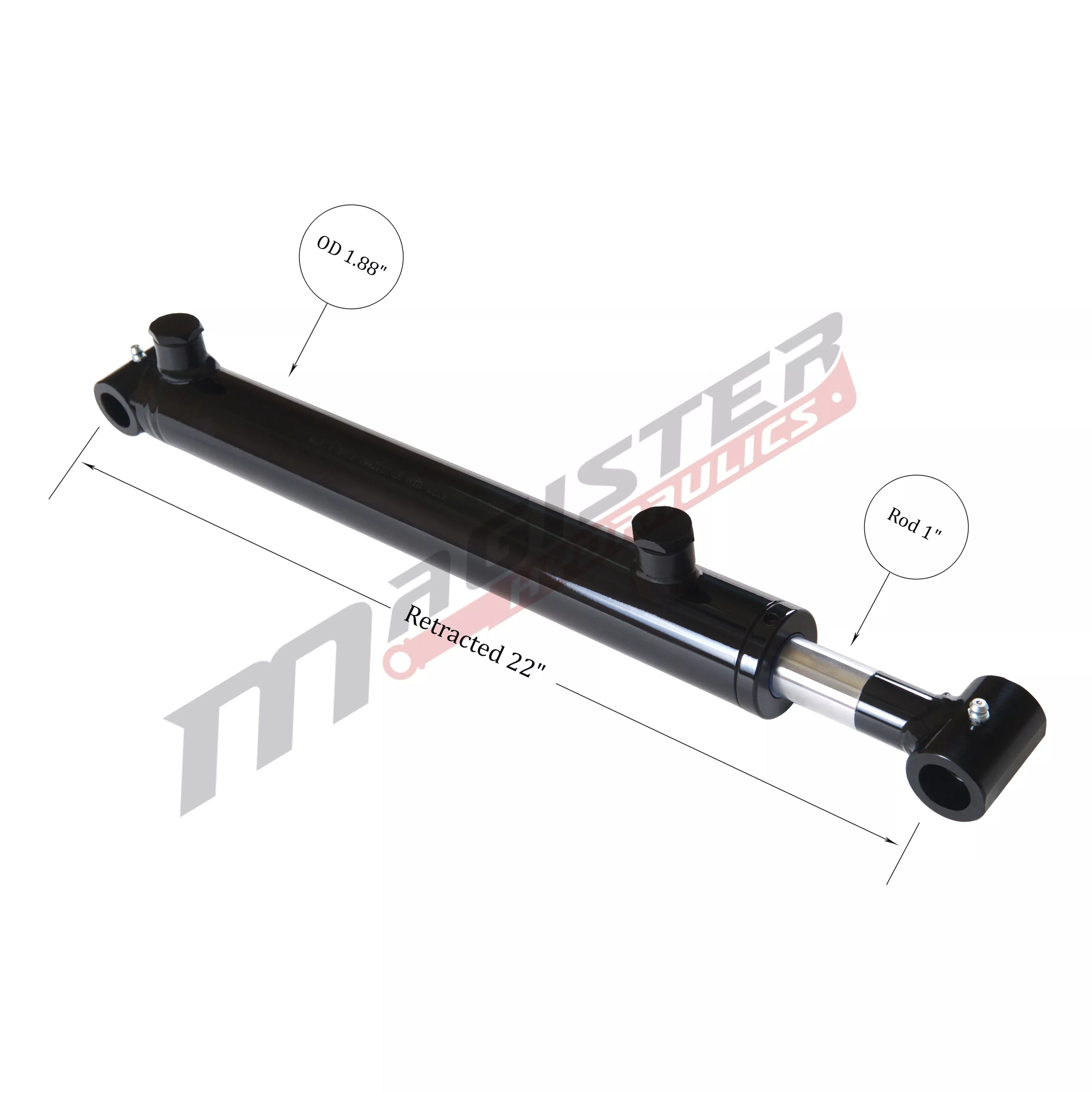 1.5" bore x 14" stroke cross tube hydraulic cylinder