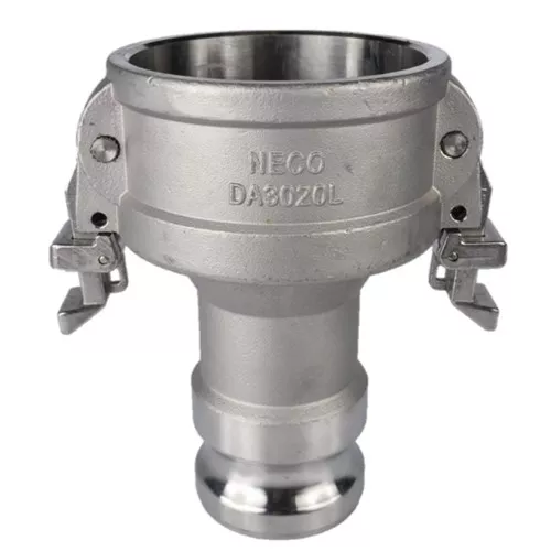 12SSDA3020SDBL - DA Camlock Double Lock 3" Coupler x 2" Adapter Stainless Steel