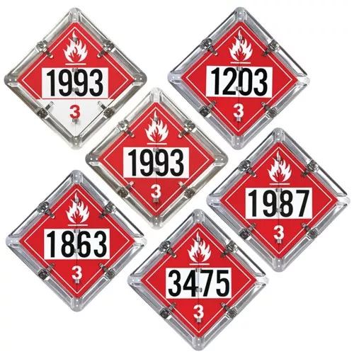 13066 - Aluminum Flip Placard - 6 Legend, Class 3, Numbered, Unpainted Back Plate