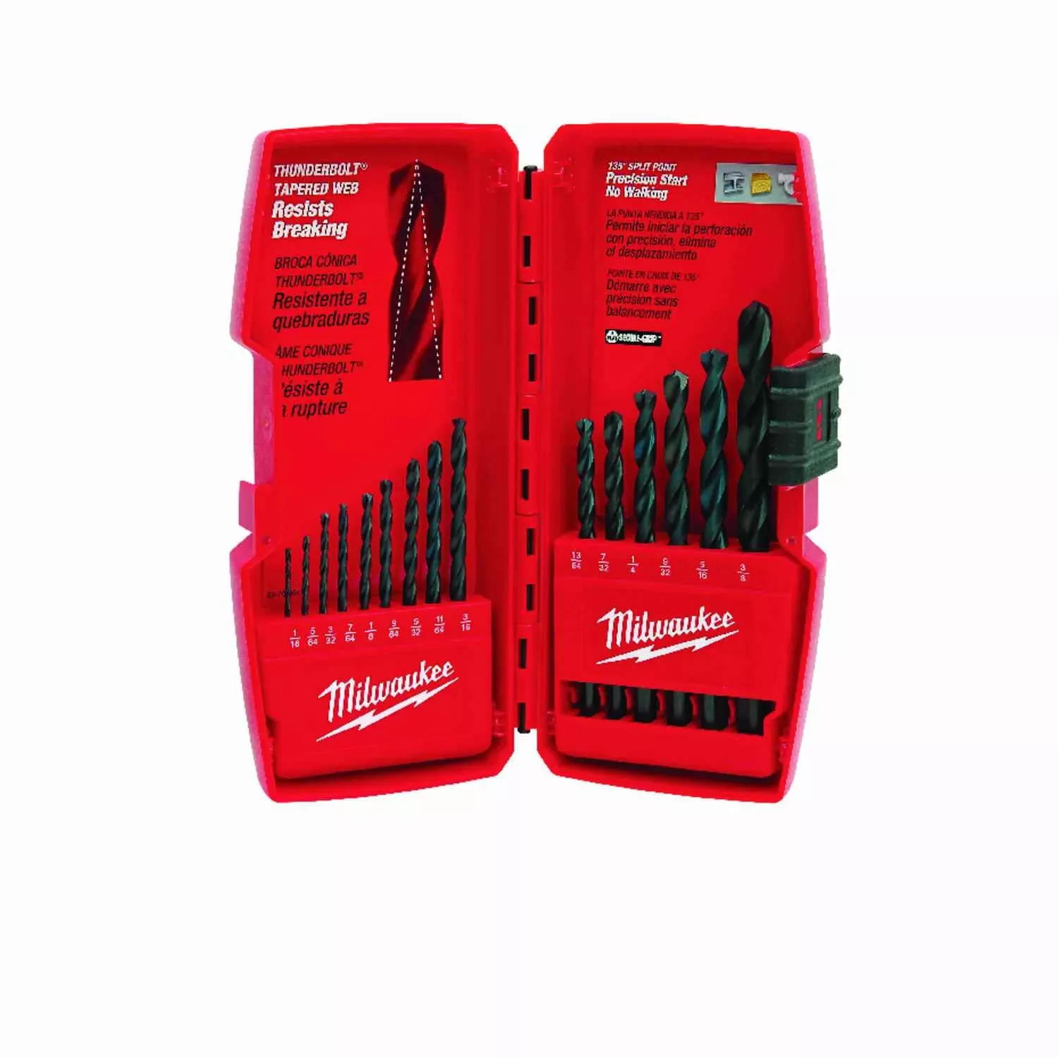 15-pc. Thunderbolt Web Black Oxide Drill Bit Set, Jobber Length
