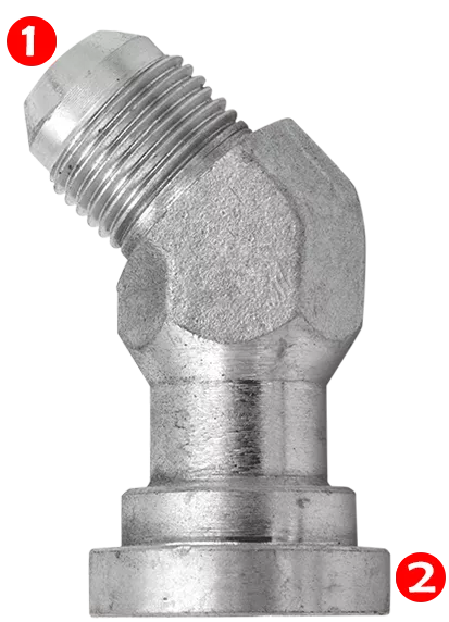 1703-08-08 | 1/2" JIC Male x 1/2" Code 61 Flange 45°