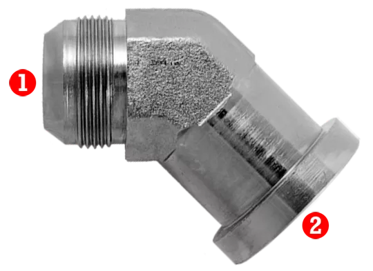 1803-16-16 | 1" JIC Male x 1" Code 62 Flange 45°