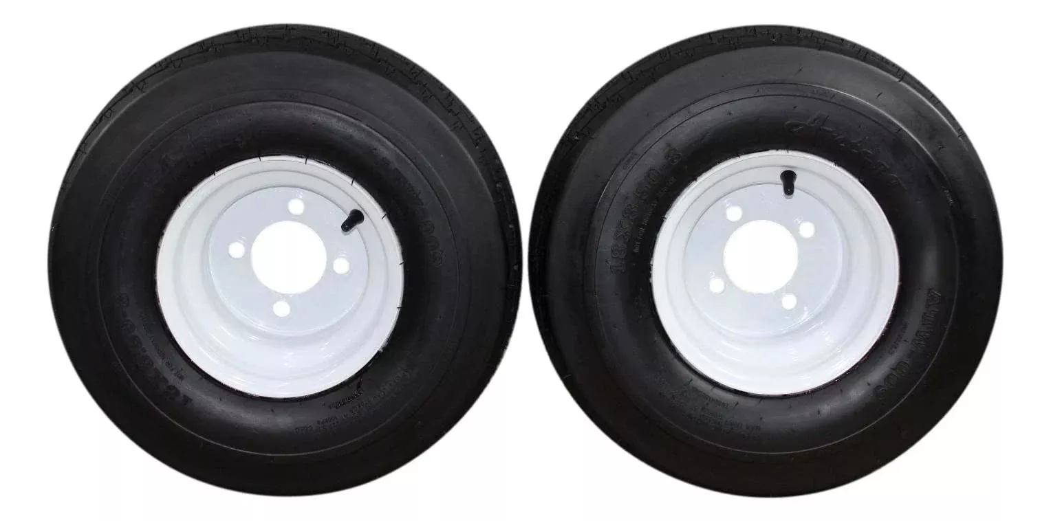 18x8.50-8 White Wheel Assembly Set