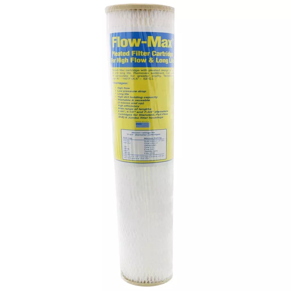 19-1/2" x 2-3/4" Flow-Max Pleated Poly - 1 mic