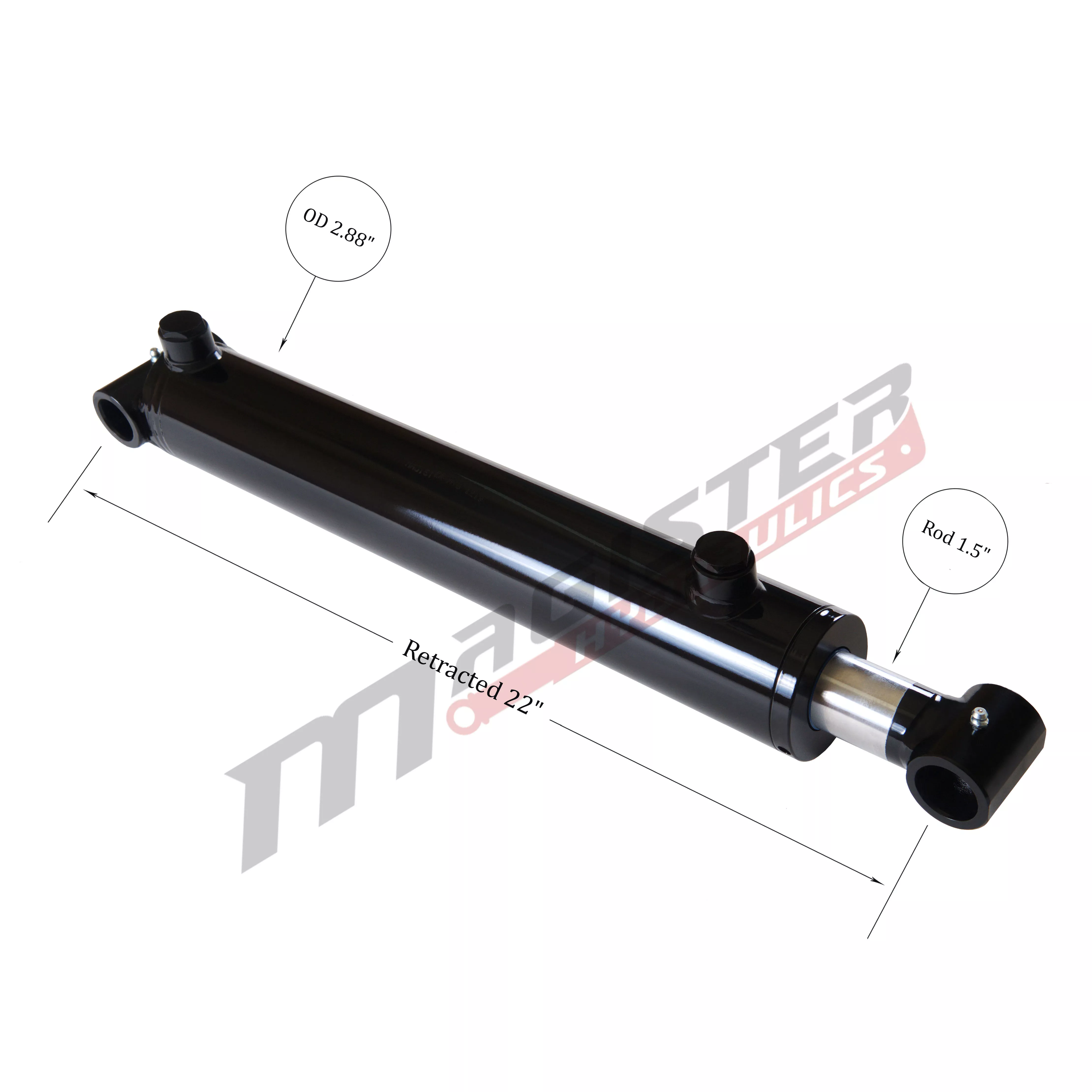 2.5" bore x 14" stroke cross tube hydraulic cylinder