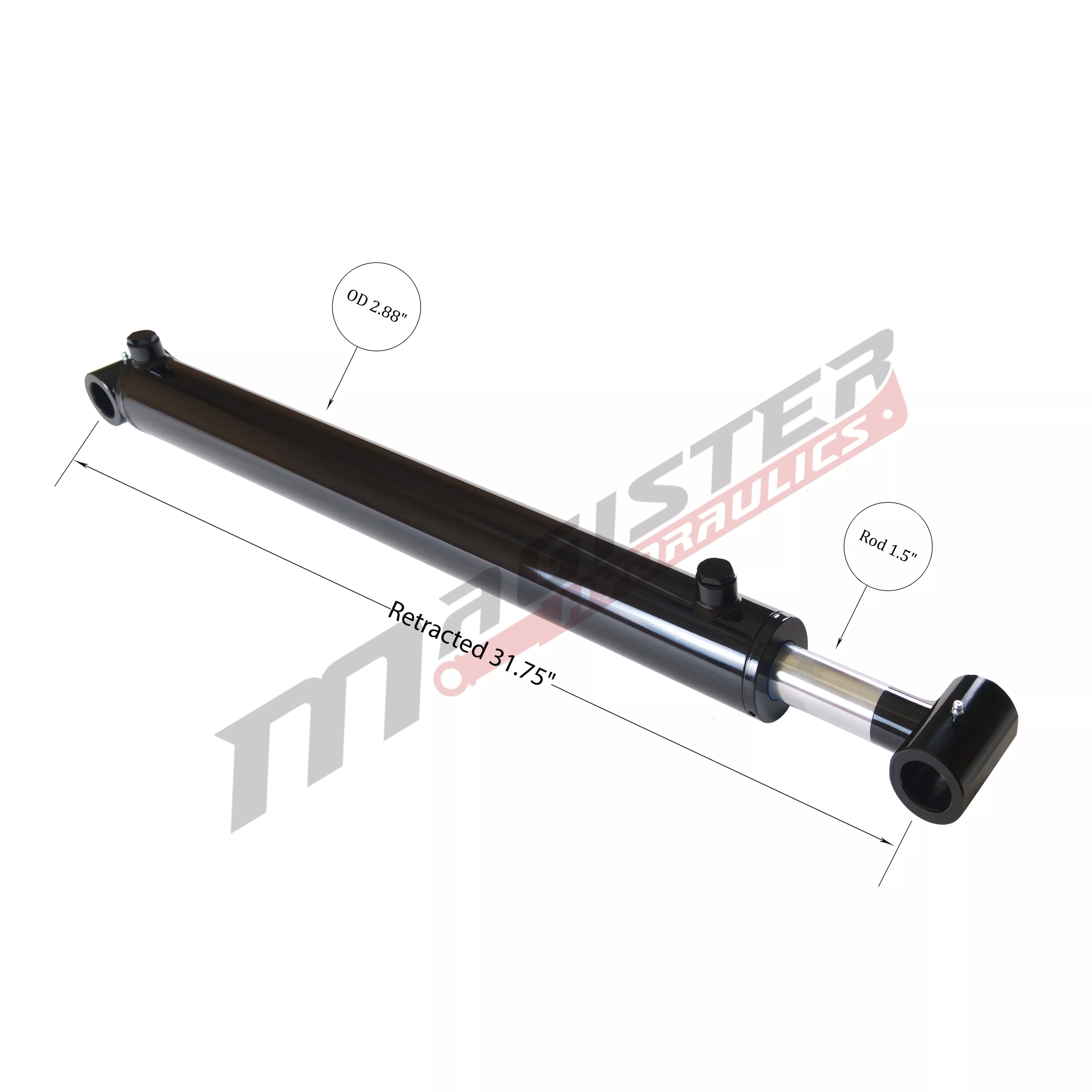 2.5" bore x 18.25" stroke loader hydraulic cylinder