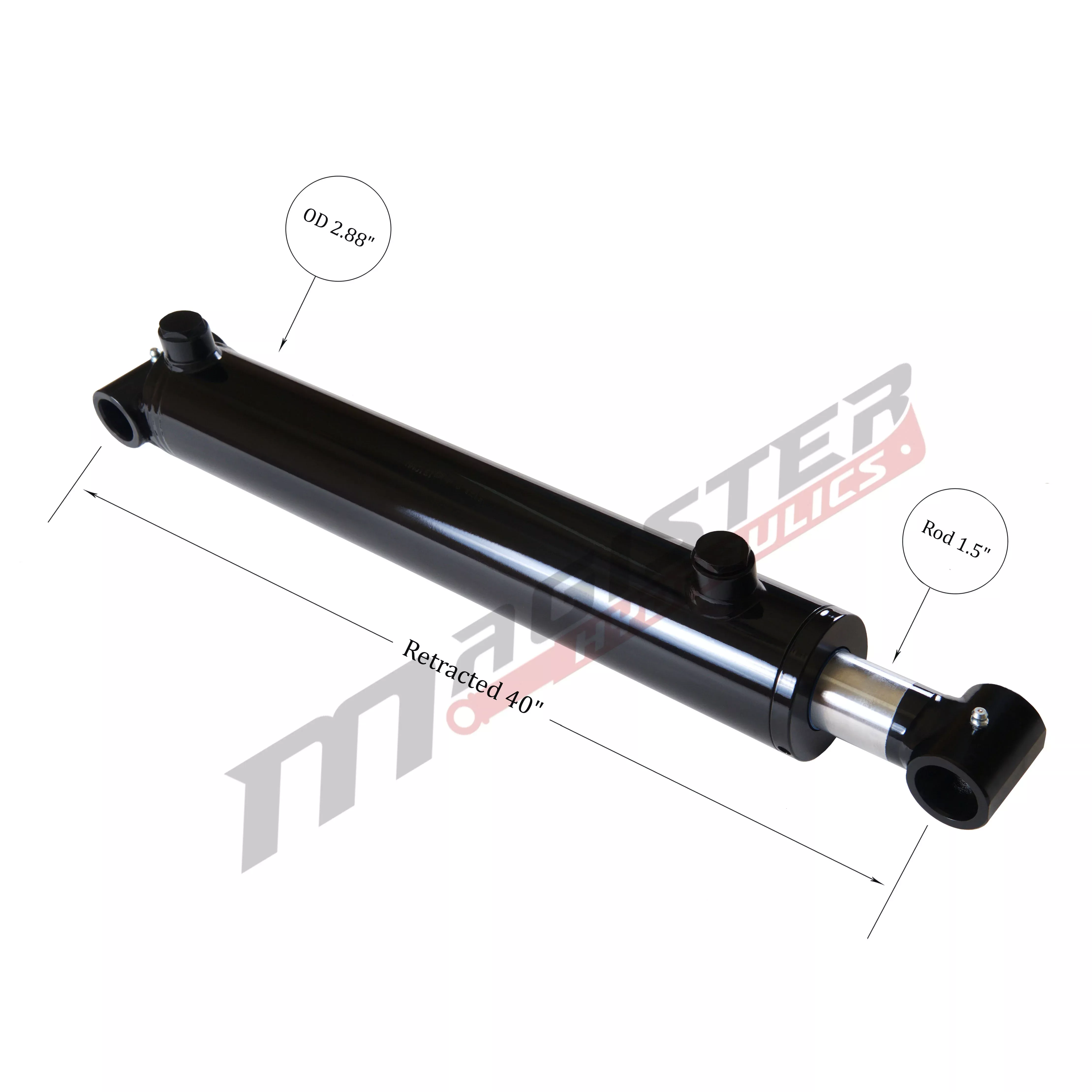 2.5" bore x 32" stroke cross tube hydraulic cylinder