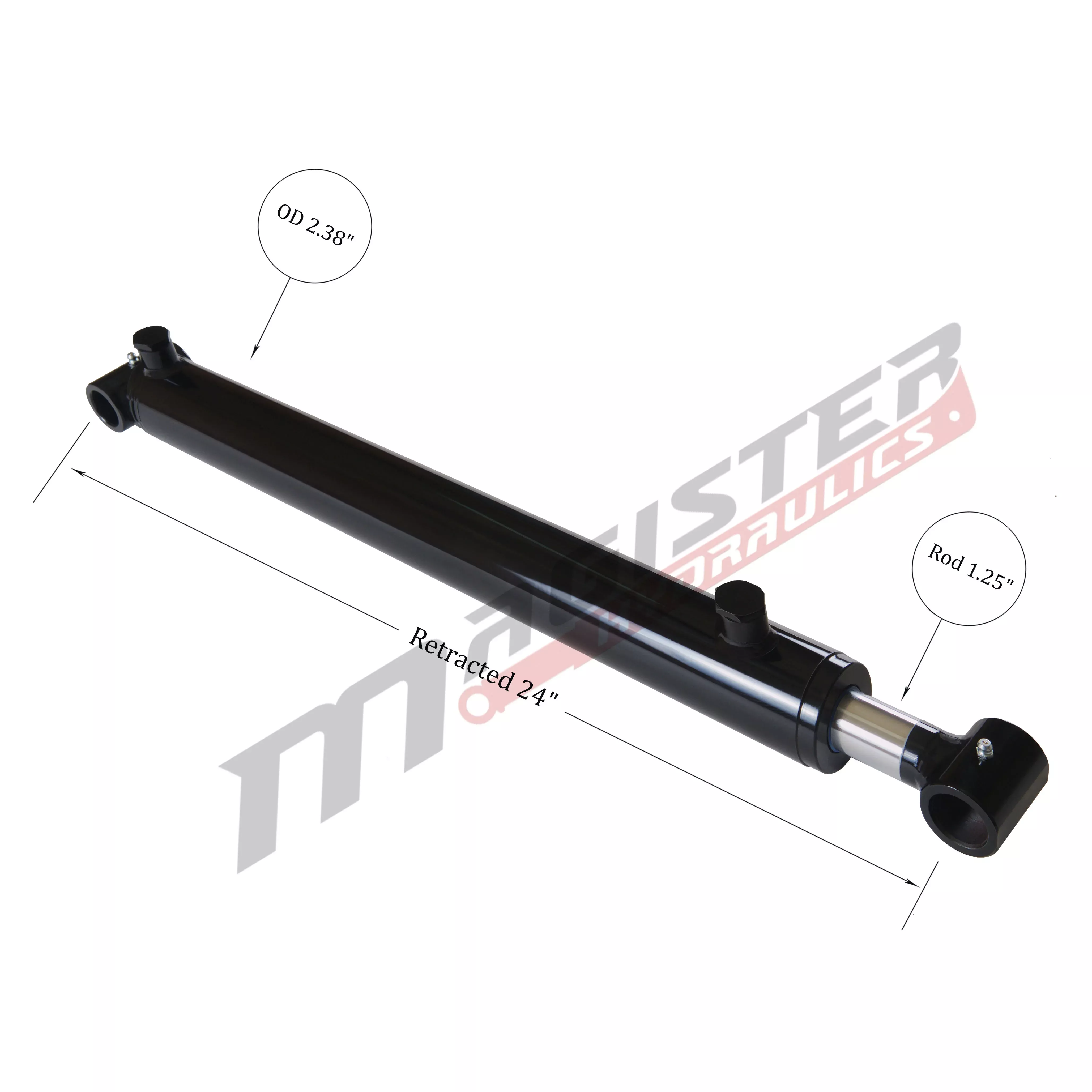 2" bore x 16" stroke cross tube hydraulic cylinder