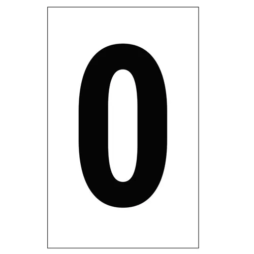 2263 - Individual 2" Vinyl Numbers - White, "0" (Zero)