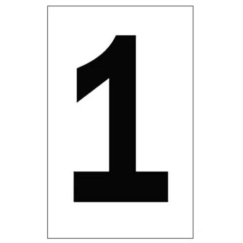2276 - Individual 2" Vinyl Numbers - Clear, "1" (One)