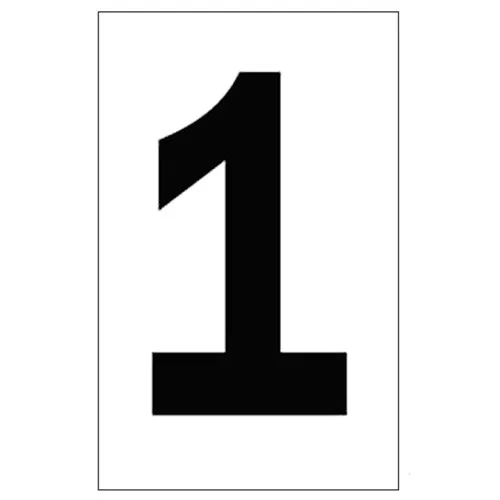 2277 - Individual 2" Vinyl Numbers - White, "1" (One)