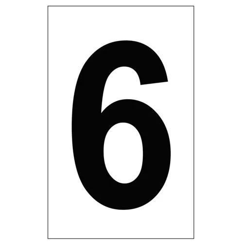 2329 - Individual 2" Vinyl Numbers - White, "6" (Six)