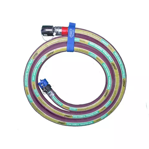 2X20B4200BEB2DPB2DP2CM - 2"x20' EPDM Chemical Hose Part D Poly Couplers Threaded on Each End with Poly Plugs