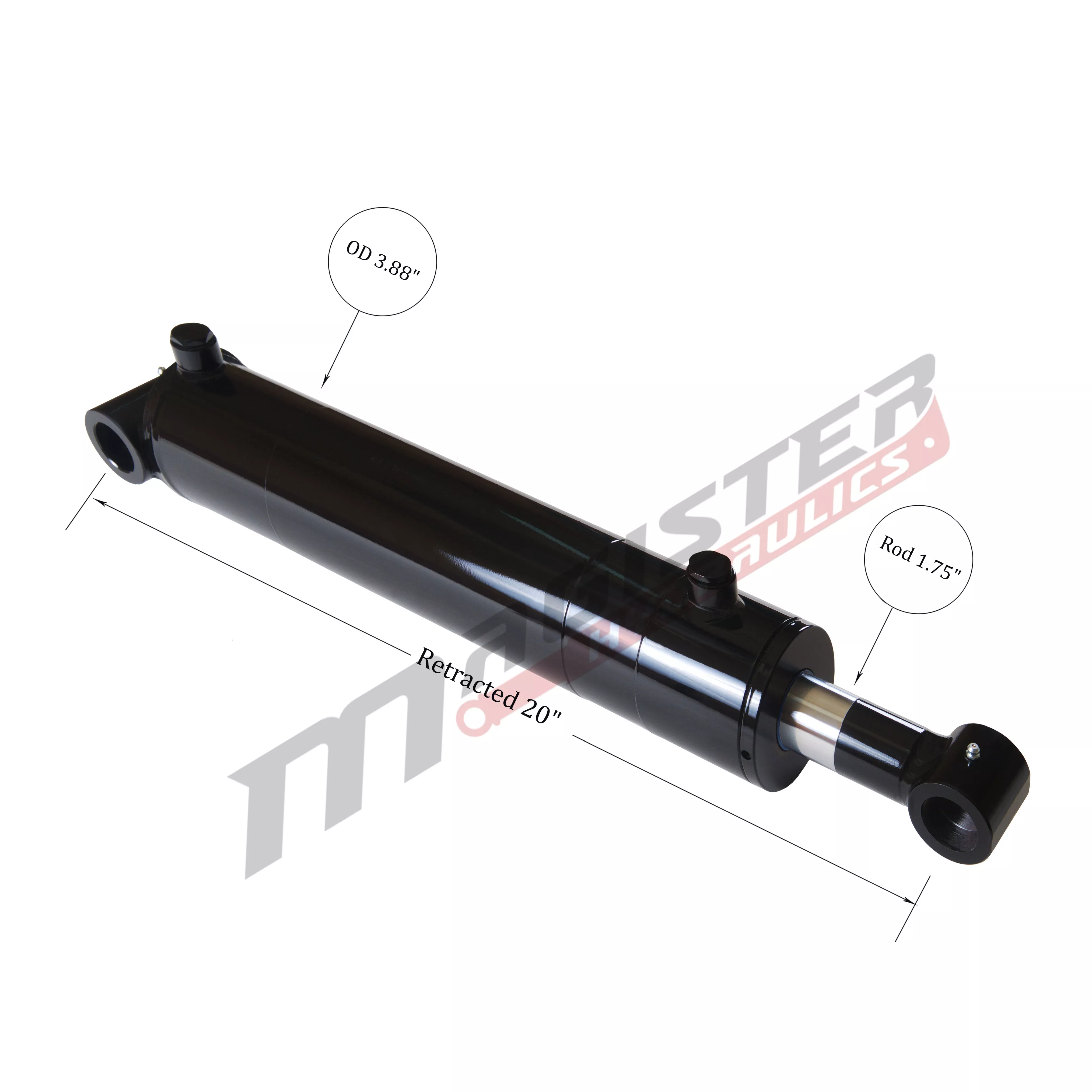 3.5" bore x 10" stroke cross tube hydraulic cylinder