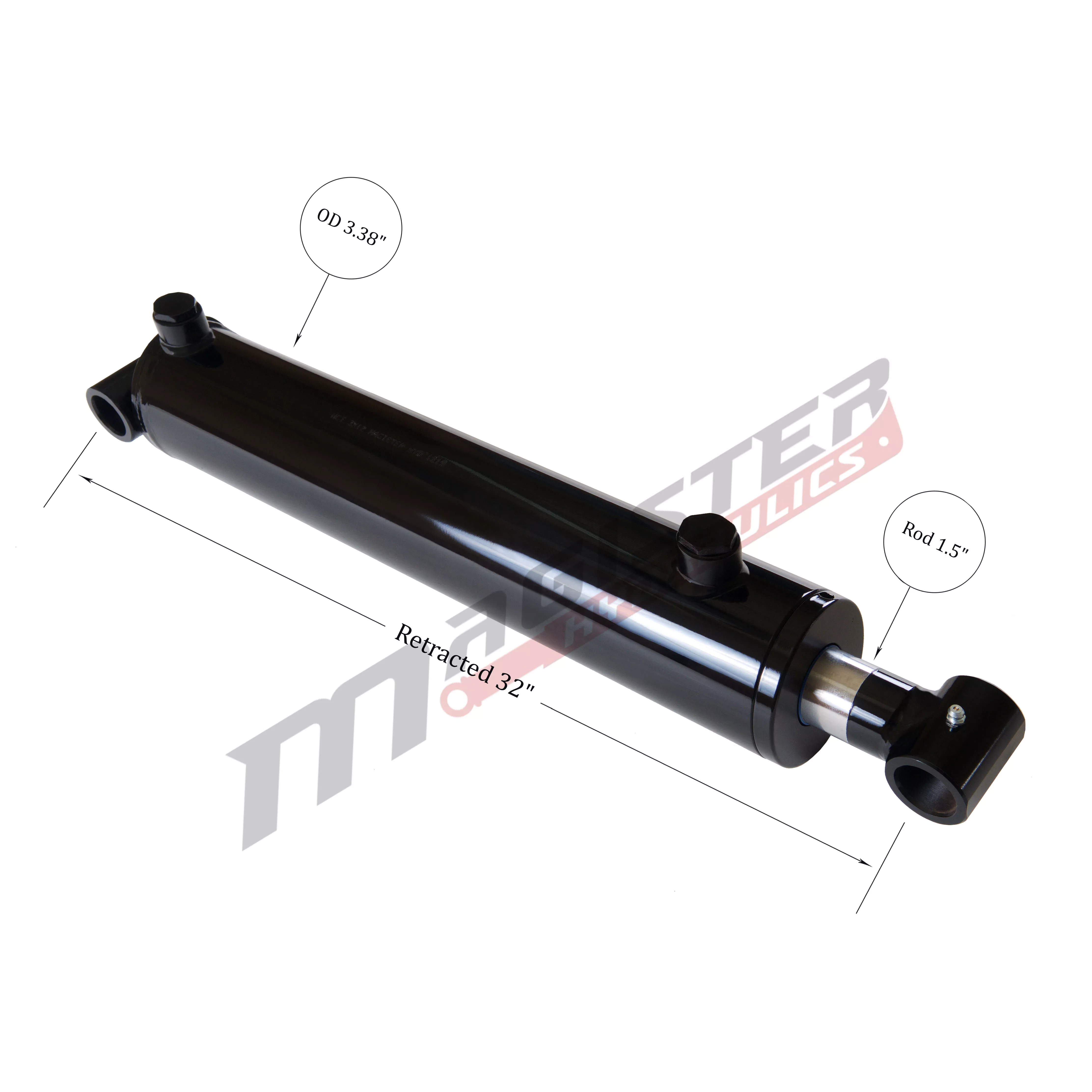 3" bore x 24" stroke cross tube hydraulic cylinder