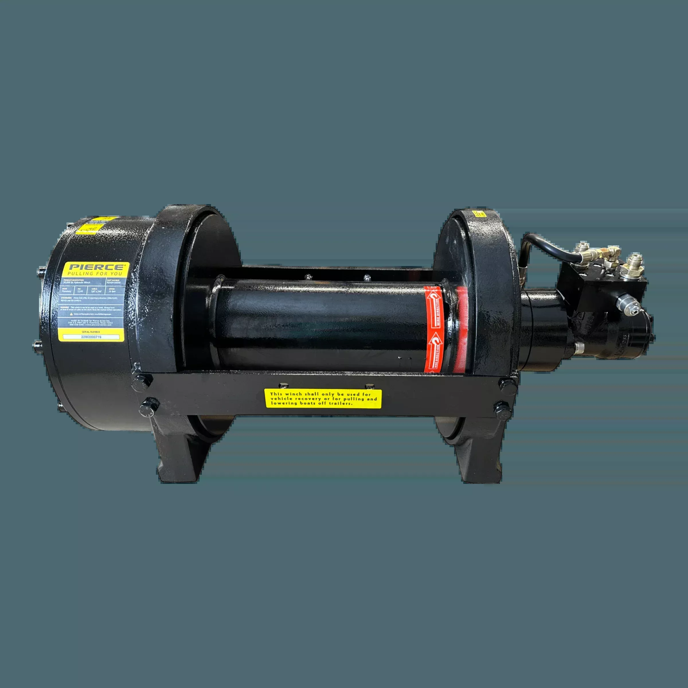 30,000 lb Hydraulic Recovery Winch | Long Drum, Manual