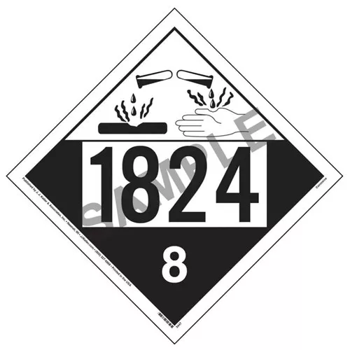 3448 - 1824 Placard - Class 8 Corrosive - 20 mil Polystyrene, Laminated