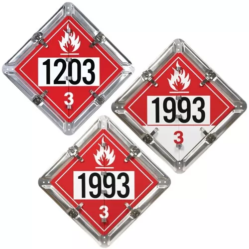 3663 - Aluminum Flip Placard - 3 Legend, Numbered, Class 3, Unpainted Back Plate