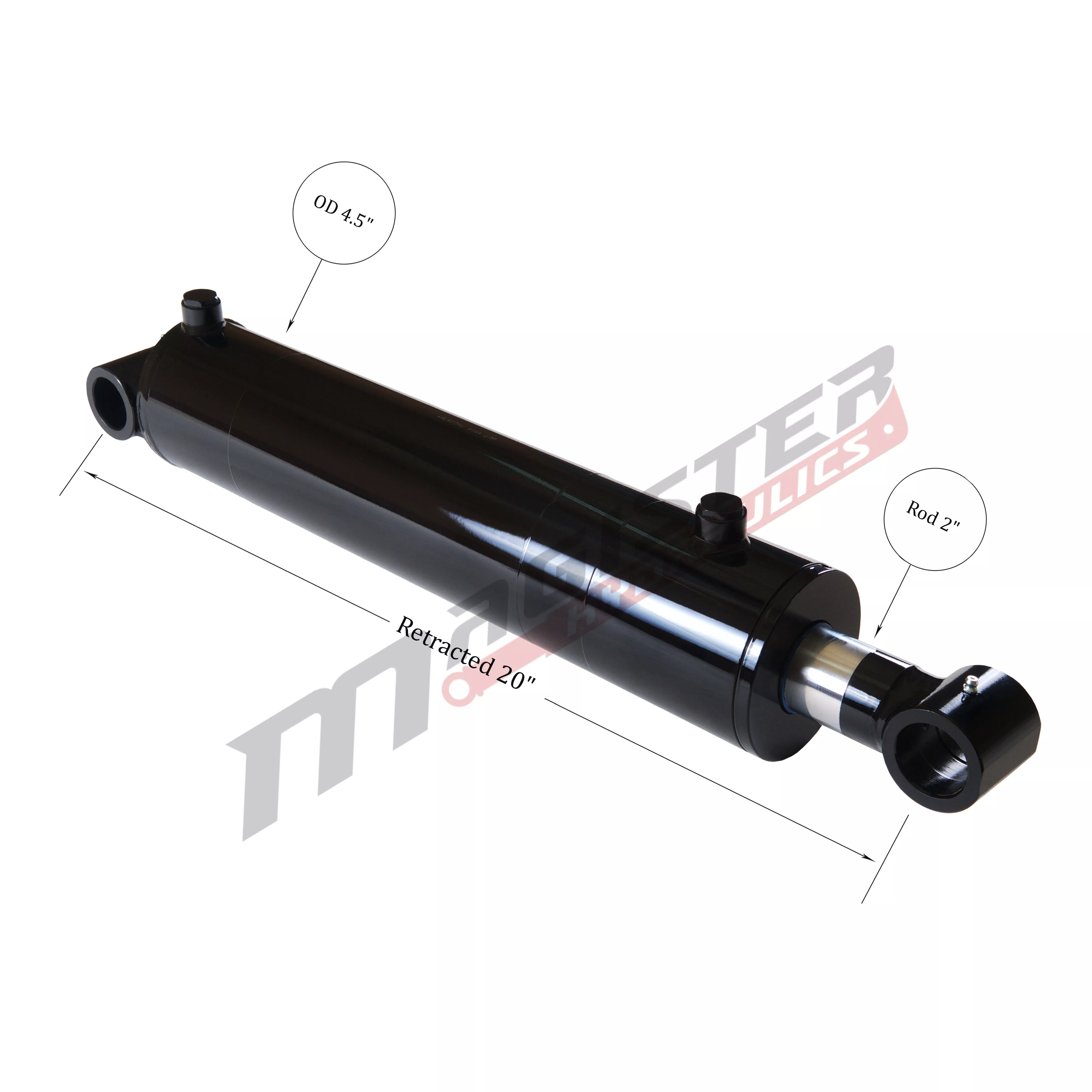 4" bore x 10" stroke cross tube hydraulic cylinder