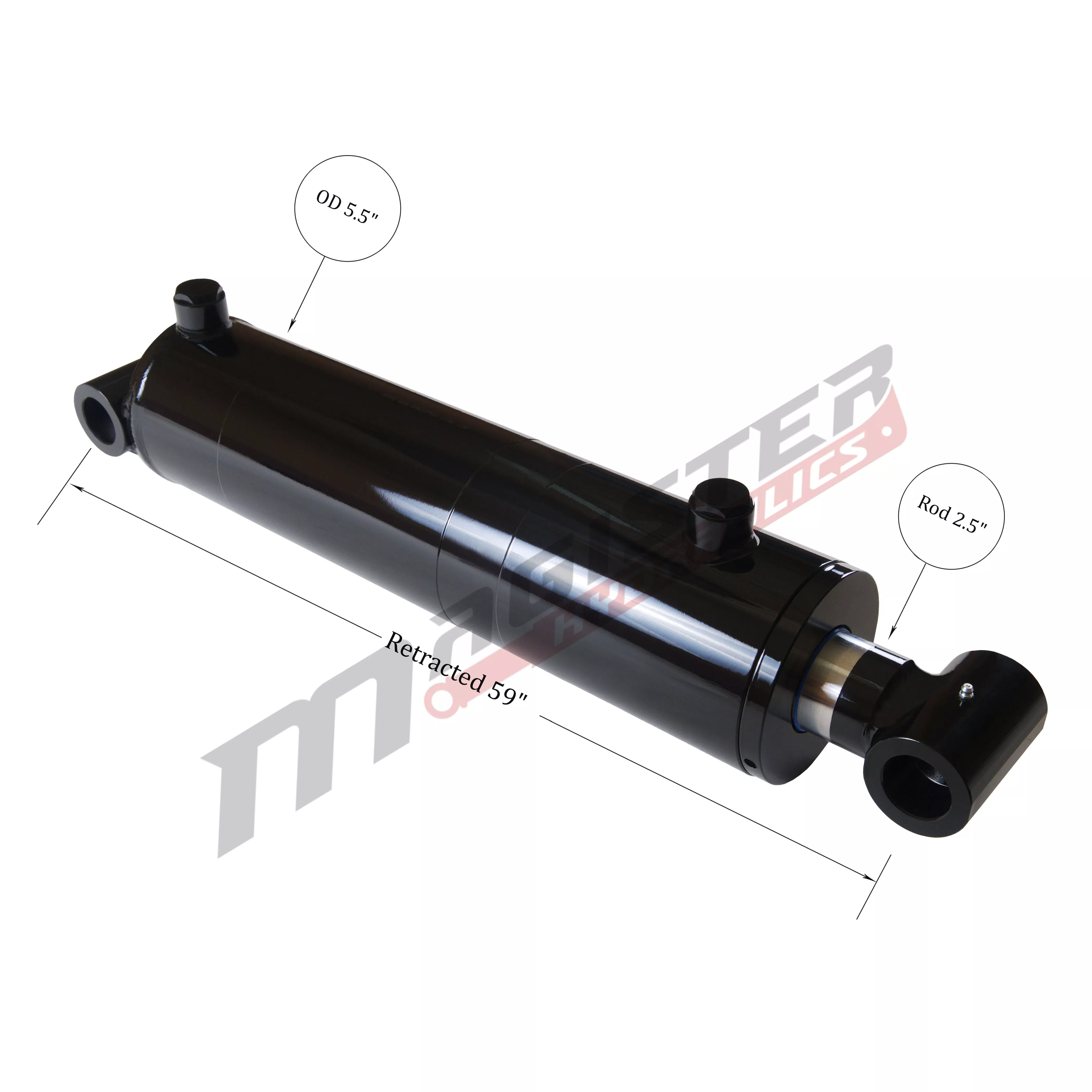 5" bore x 48" stroke cross tube hydraulic cylinder