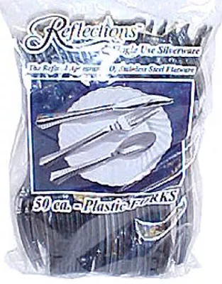 50 Count Silver Plastic Forks - Model 8305f-sv For Parties And Events