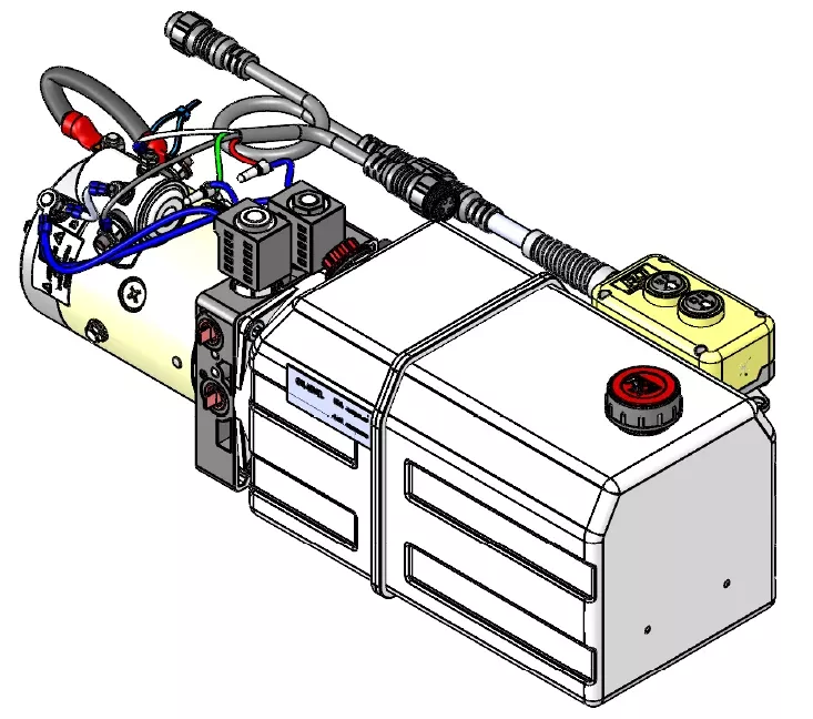 6 Quart 24V KTI Double Acting Hydraulic Pump