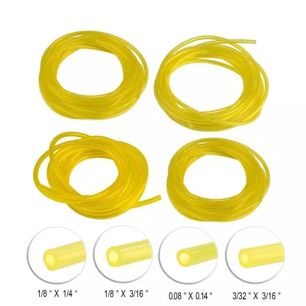 8-Ft Each 4 Sizes Fuel Line for Small Engine Stihl Weed Trimmer Chainsaw Blower Mower 2-Cycle I.D. X O.D. 3/32 X 3/16 1/8 X 3/16 1/8 X 1/4 .080 X .140 Inch