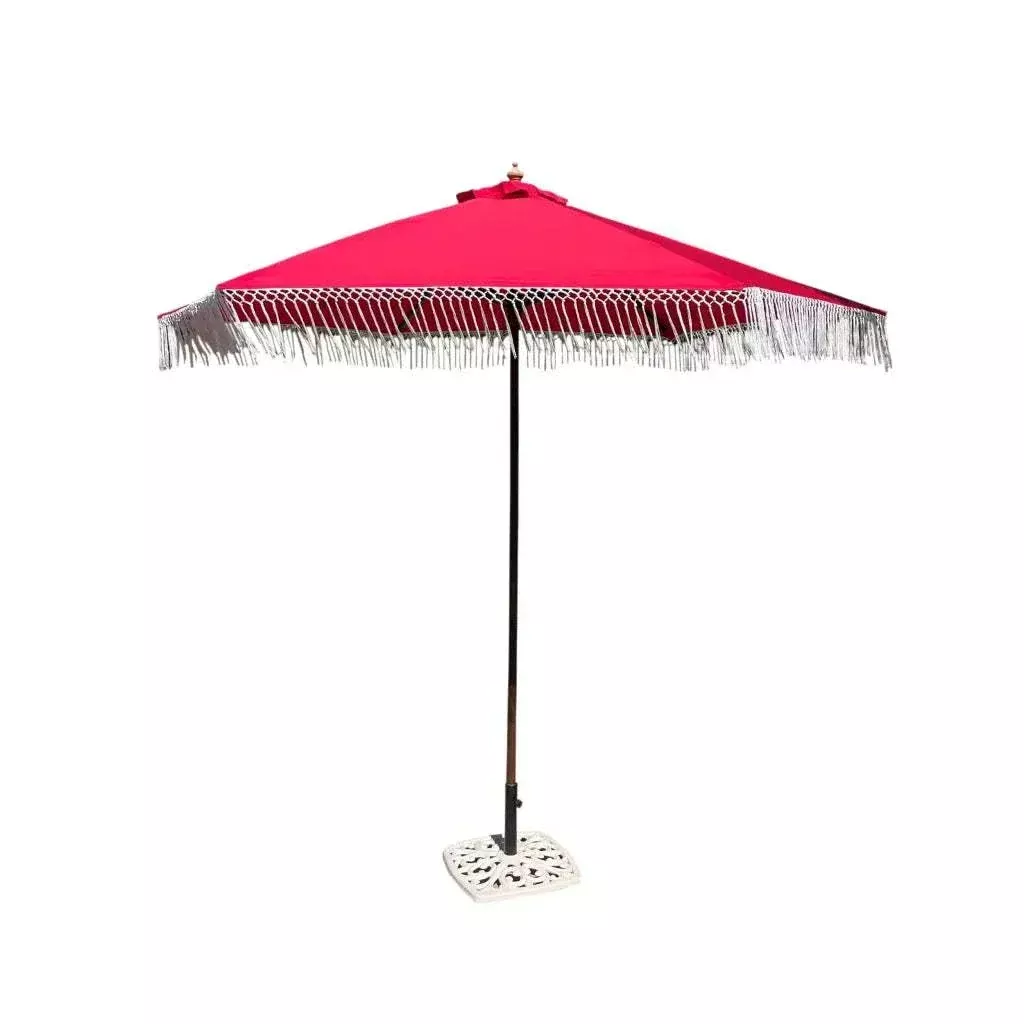 9ft 6 Ribs Replacement Umbrella Canopy w/ Tassels in Red (Canopy Only)