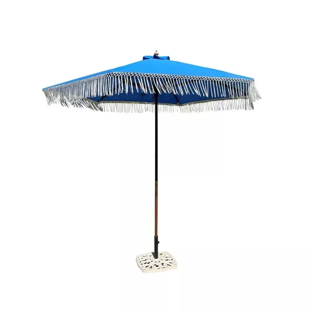 9ft 8 Ribs Replacement Umbrella Canopy w/ Tassels in Capri Blue (Canopy Only)