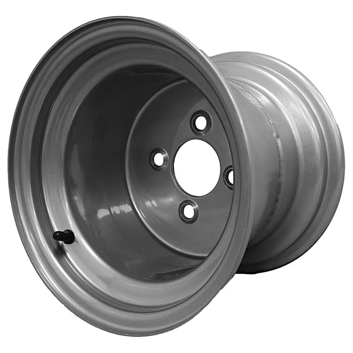 Antego 10x8.5 Chrome-Silver Mower Wheel, 4-on-4, Single