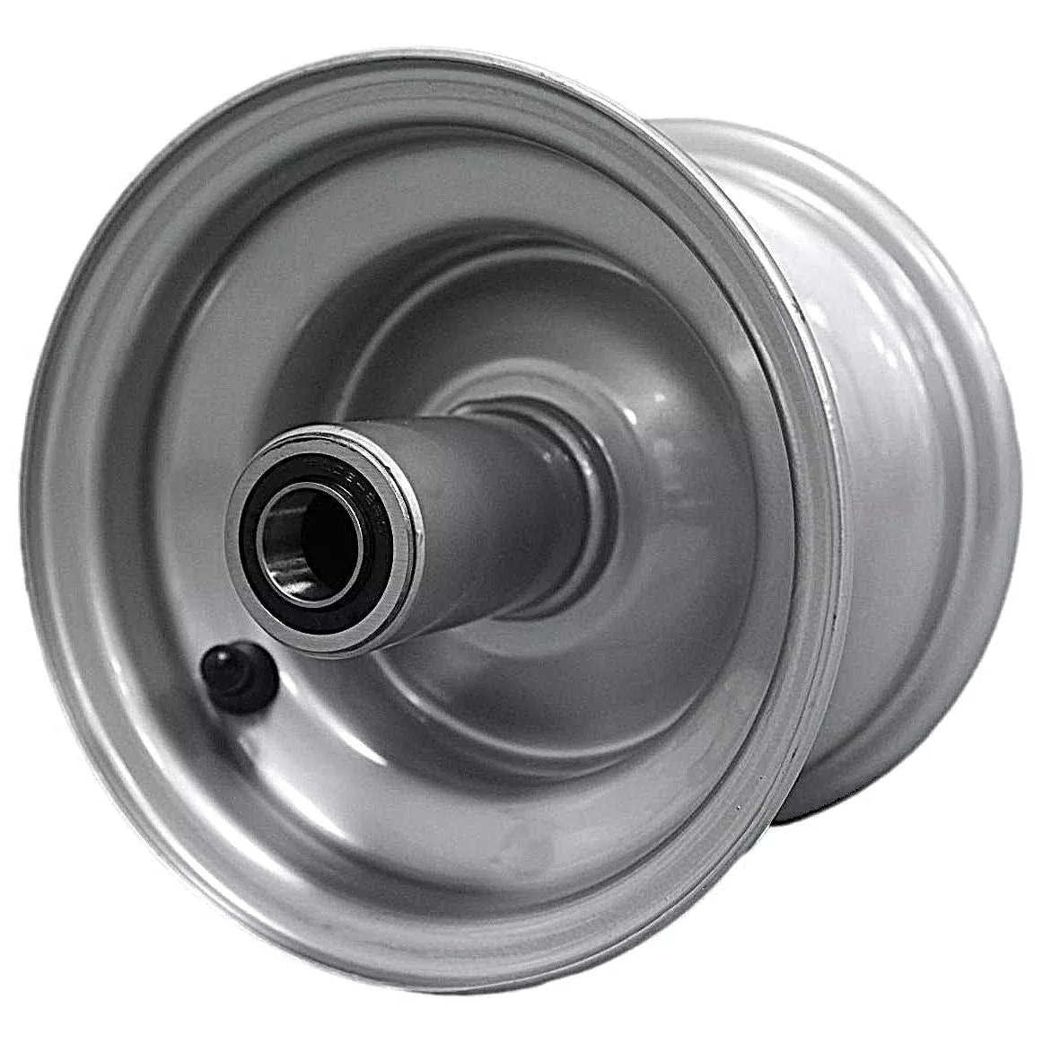 Antego 6x4.5 Chrome-Silver Mower Wheel, 7.13-Inch Hub, Single