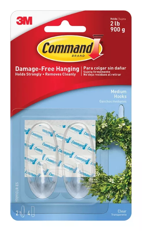 Clear Medium Hooks - 2 Pack