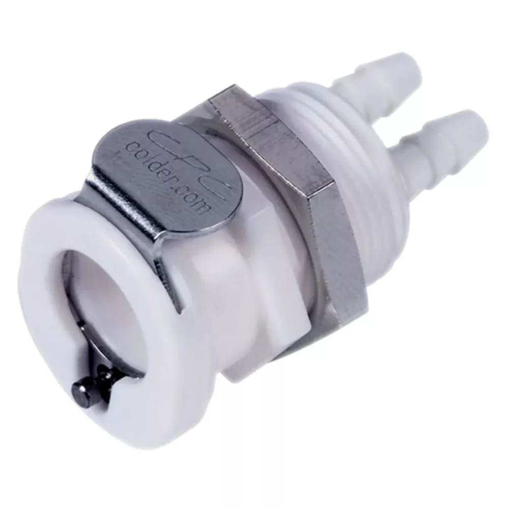 Colder PTC1602096 Non-Valved Panel Mount Hose Barb Coupling Body - 1/8 ID Barb