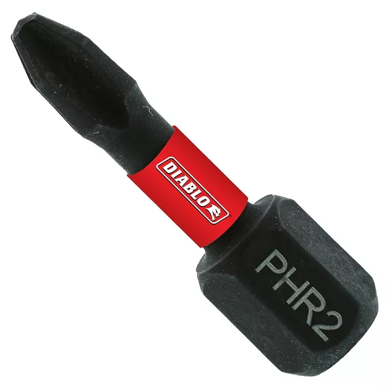 Diablo DPH2R1P25 Reducing Screwdriver Insert Bit, #2 Drive, Phillips Drive, 1/4 in Shank, Hex Shank, 1 in L