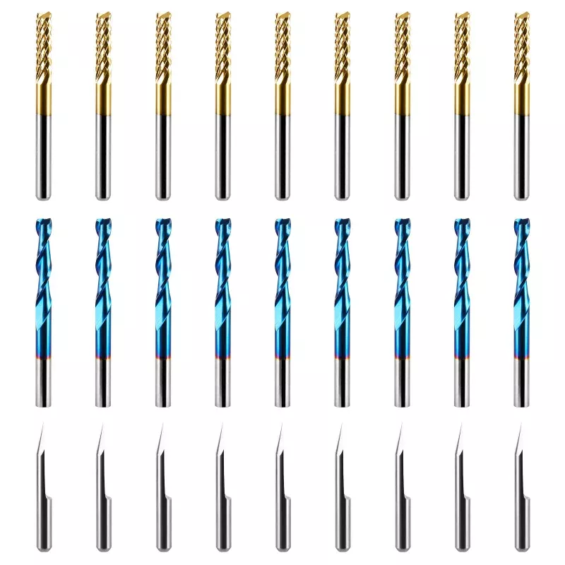 [Discontinued] MC30B, 1/8 Shank, Carbide Milling Cutter Bits & V-Groove Engraving Bits, 30 PCS