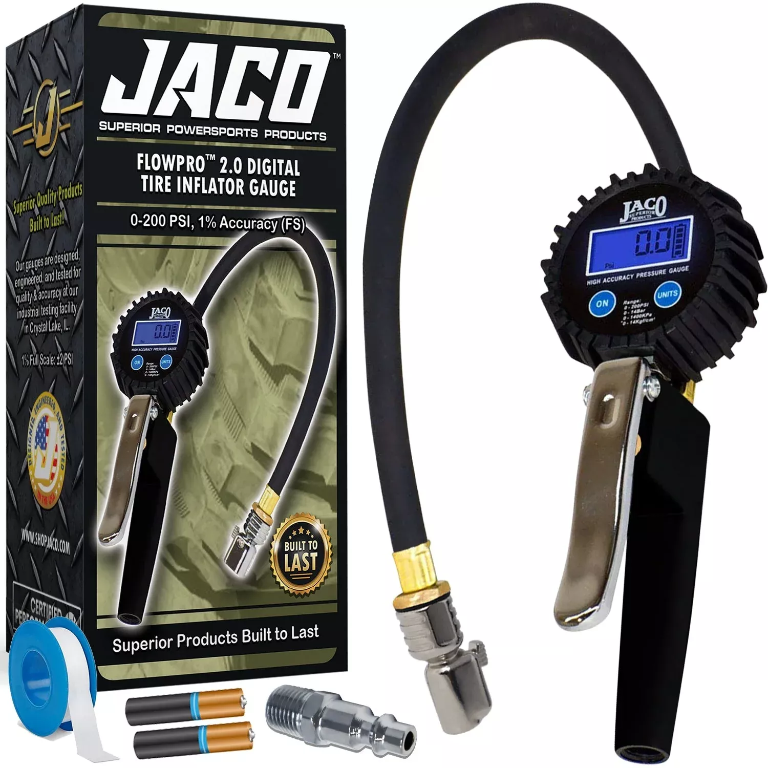 FlowPro 2.0 Digital Tire Inflator with Pressure Gauge - 200 PSI