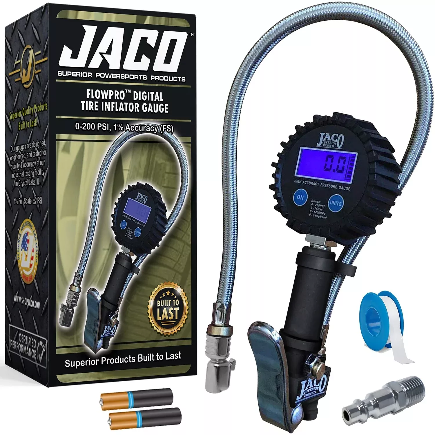 FlowPro Digital Tire Inflator with Pressure Gauge - 200 PSI