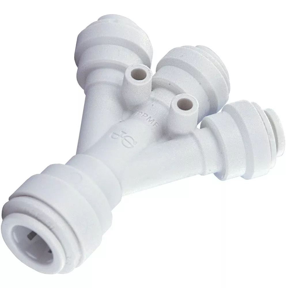 John Guest Three Way Divider Polypro- 3/8 Inlet x 1/4 Outlets