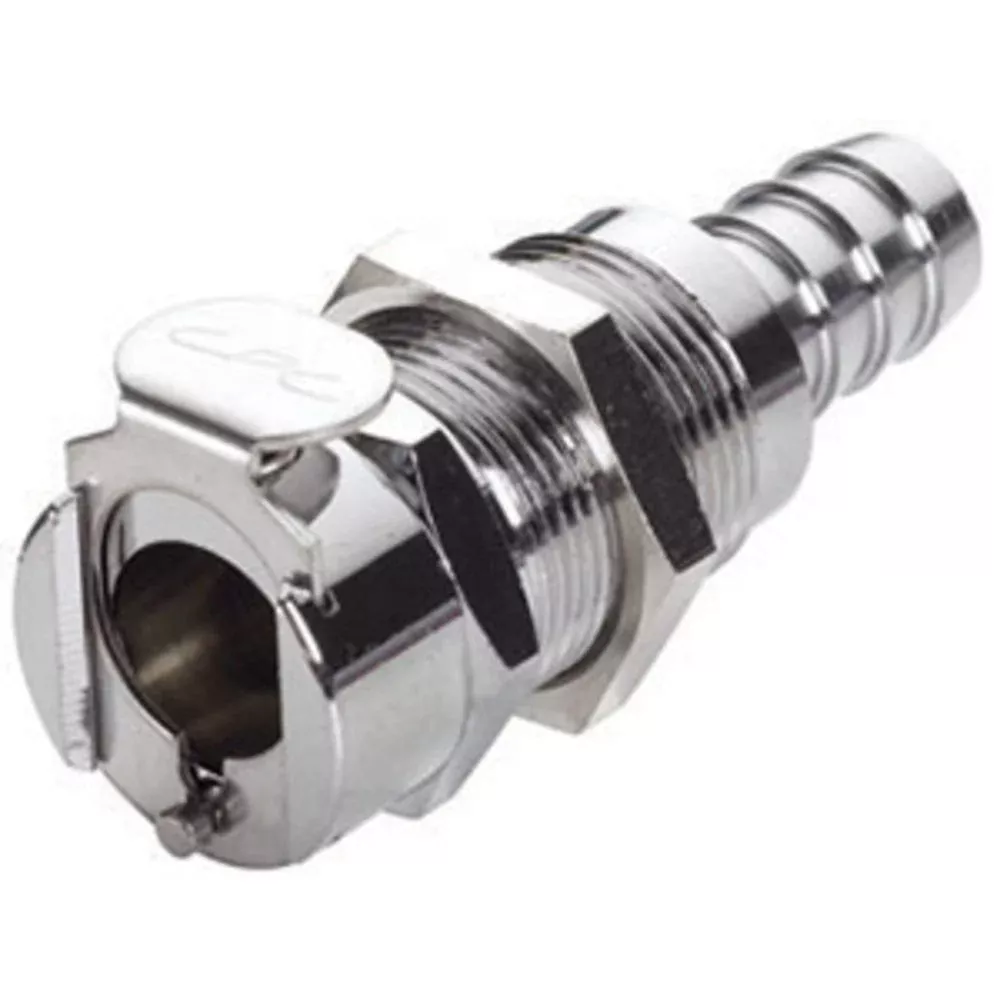 LCD16006 Valved Panel Mount Hose Barb Coupling Body 3/8 ID Barb