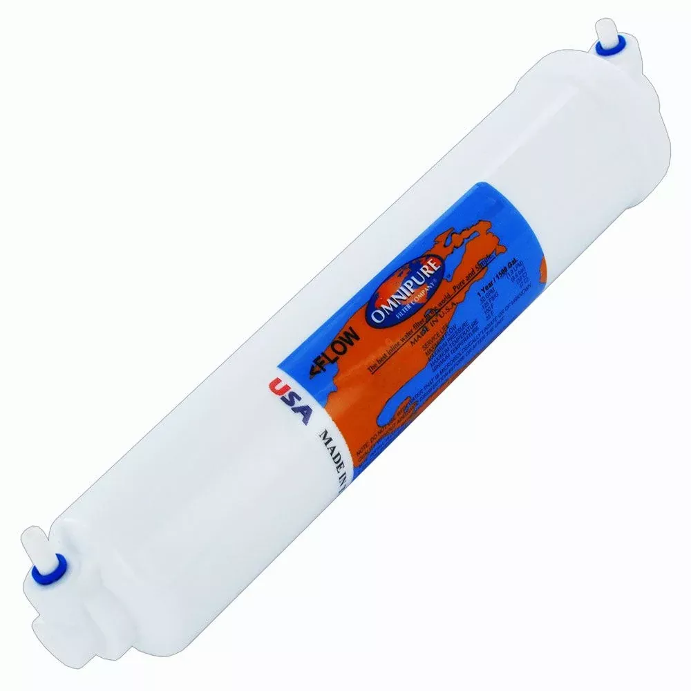 Omnipure Inline K2505-SS 5 mic Sediment Prefilter - 10" x 2" Filter - 1/4" 90 deg Elbow Quick Connect