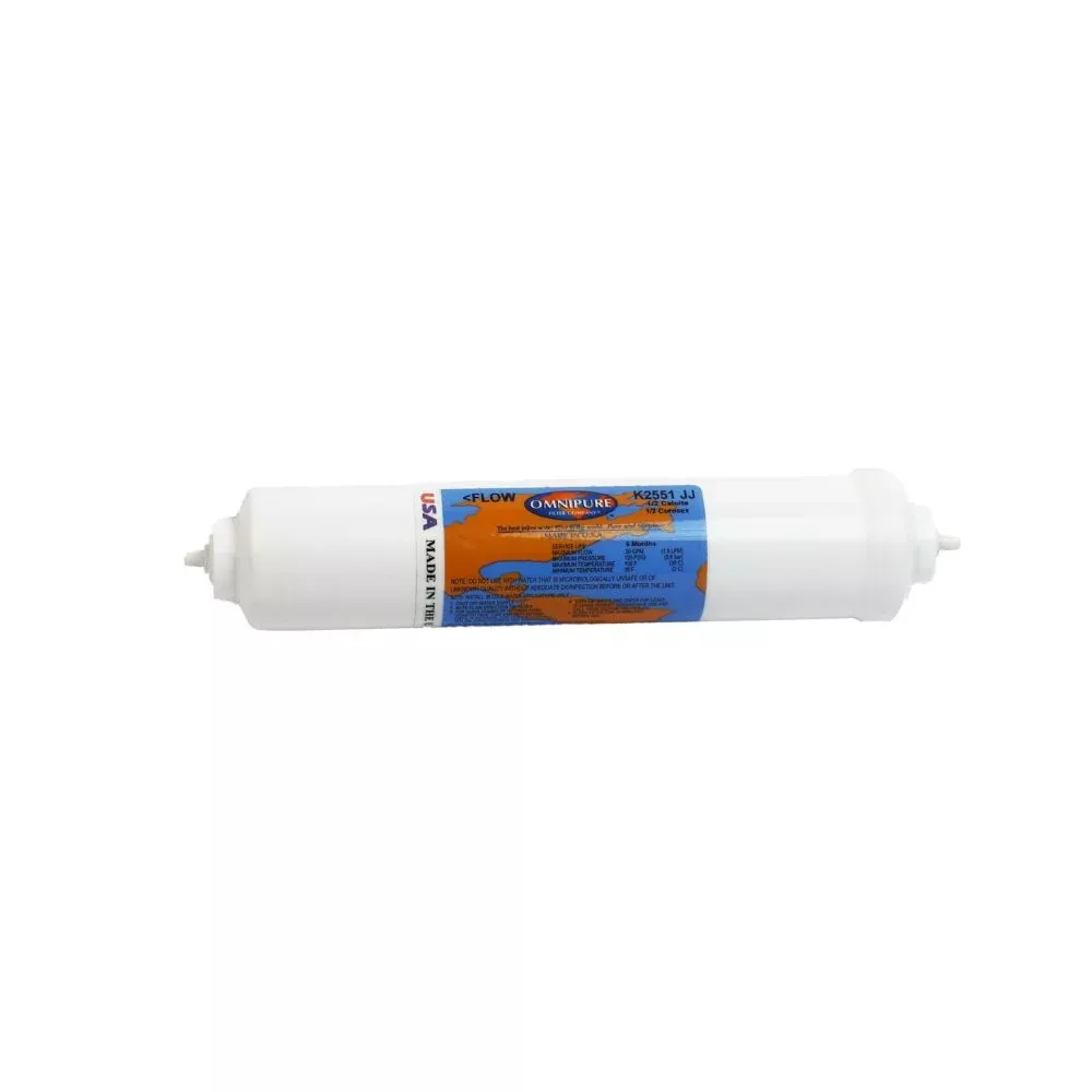 Omnipure Inline K2551-C/C-JJ 50% Calcite, 50% Corosex - 10" x 2" Filter - 1/4" Quick Connect
