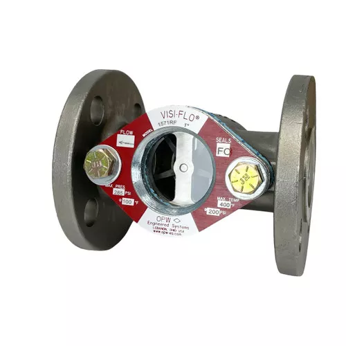 OPW VISI-FLO 1400 2 in. ANSI 150 lb. Flange 316 Stainless Steel Sight Flow Indicator w/ Neoprene Seal - Bi-Directional Flapper