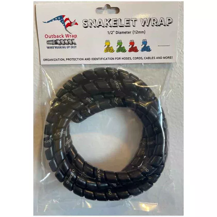 Outback Wrap | 5ft Black Snakelet Hydraulic Hose Protector 1/2 inch (12mm)
