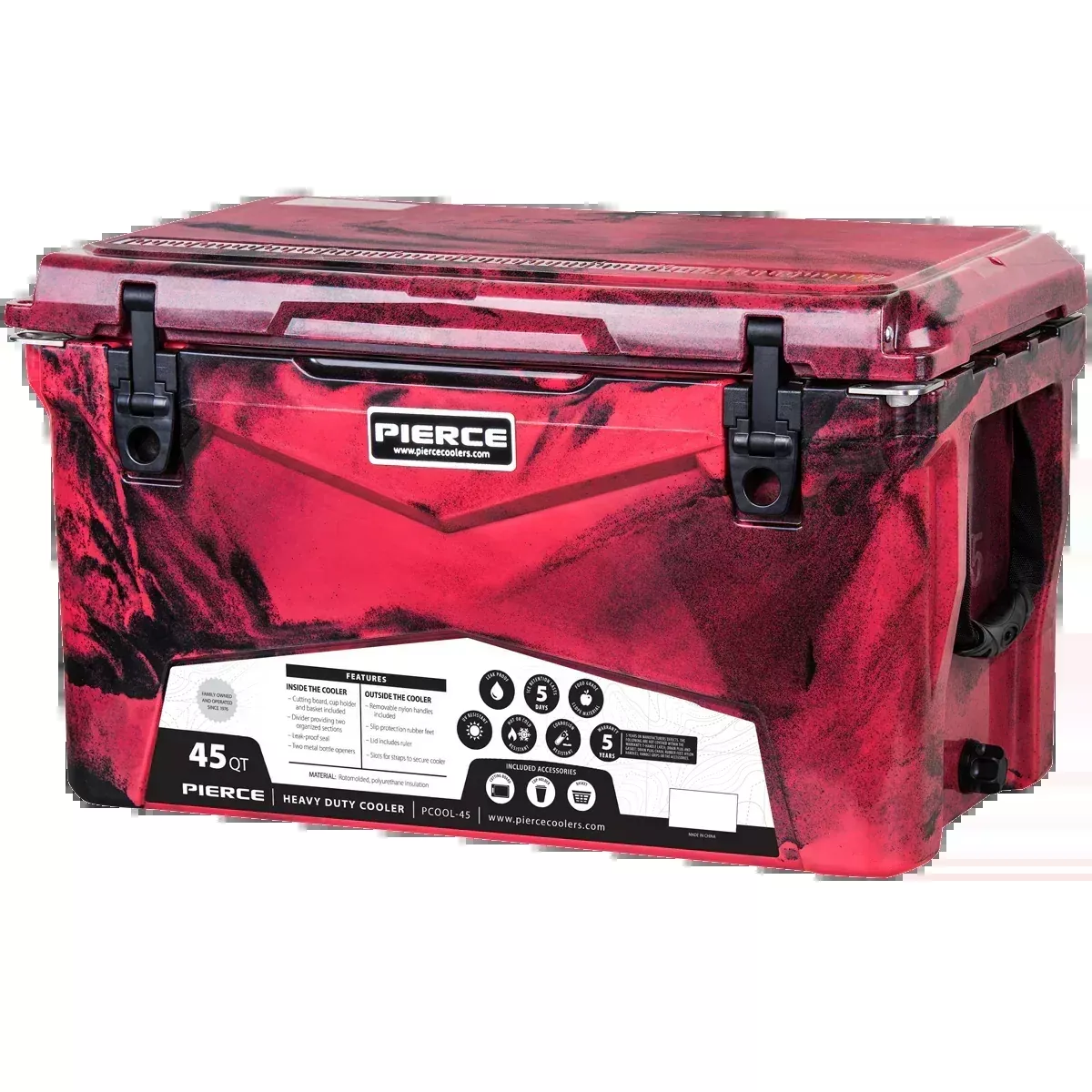 PIERCE 45 Quart Roto-Molded Cooler — Camo Finishes