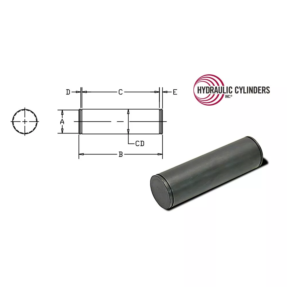 Pivot Pin (Grooved), 1.000″ Diameter (Retaining Rings Included)
