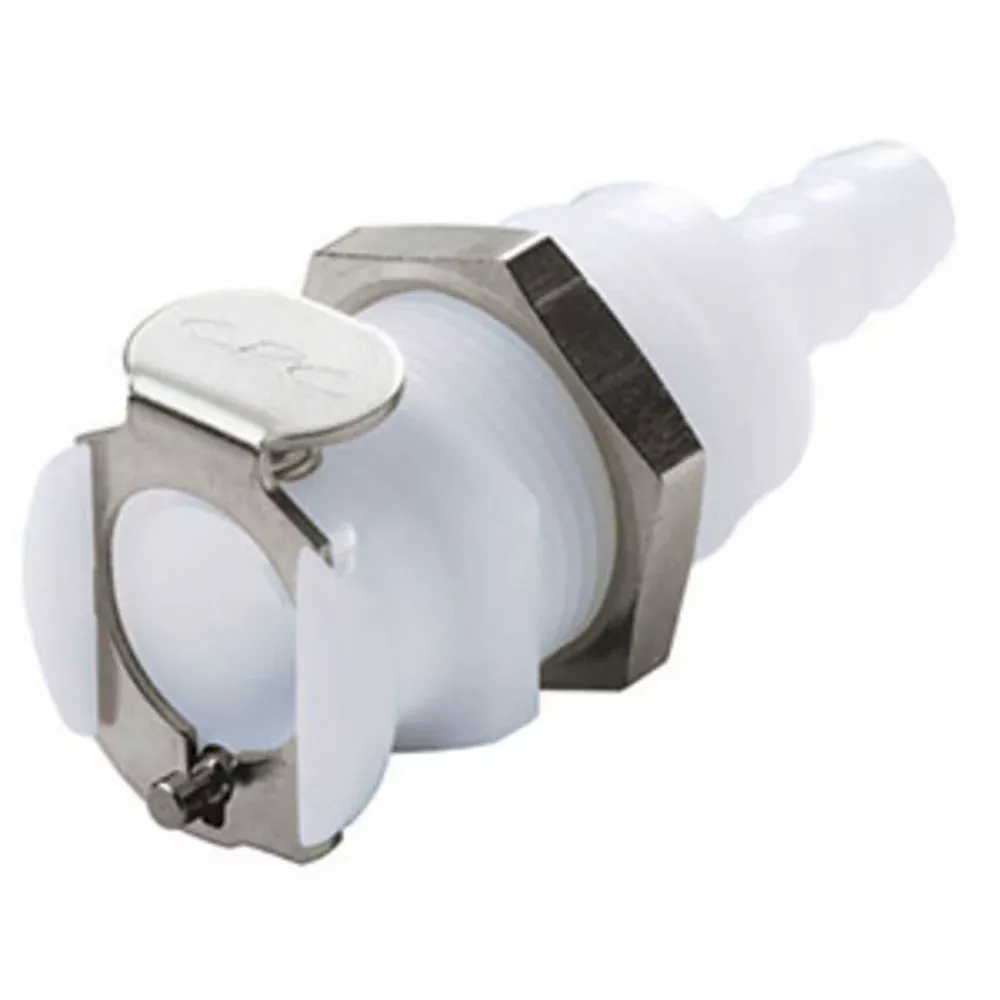 PLC16004 Panel Mount Hose Barb Coupling Body 1/4 ID Barb