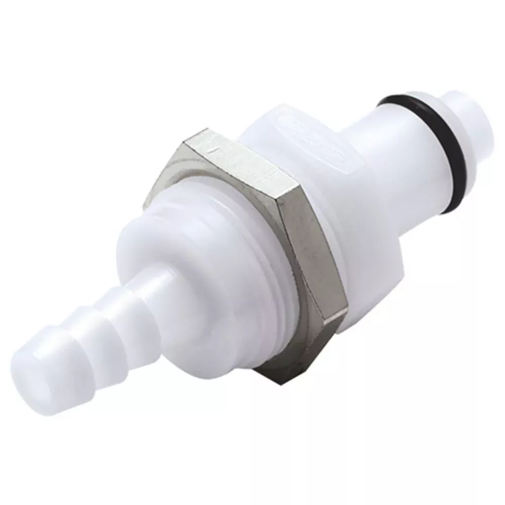 PLCD42004 Valved Panel Mount Hose Barb Coupling Insert 1/4 ID Barb