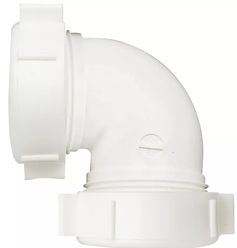Plumb Pak PP55-5W Drain Pipe Elbow, 1-1/2 in, Slip-Joint, Polypropylene, White