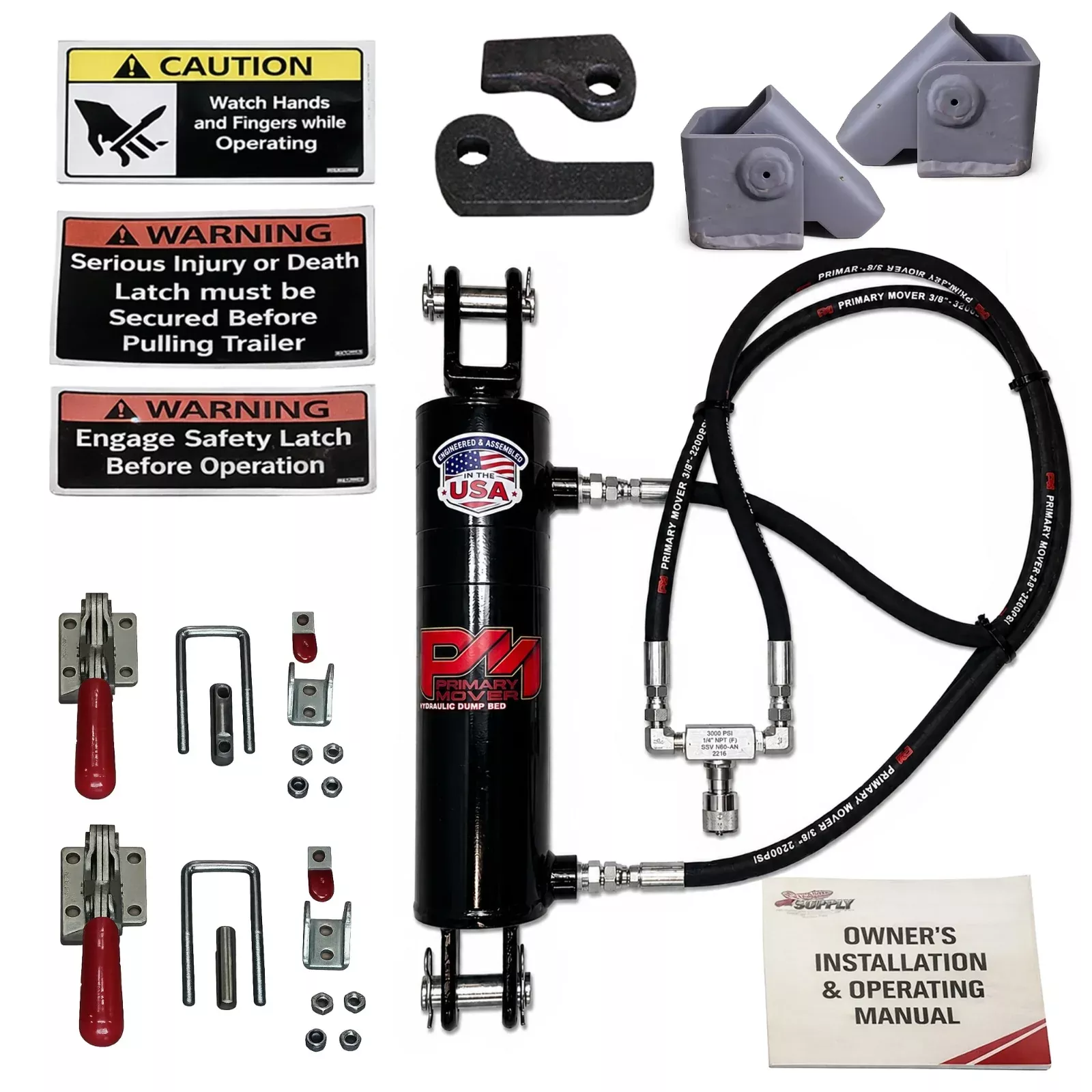 Primary Mover Cushion Tilt Deck Hydraulic Kit – Gravity Down Equipment Trailer Tilt System with 310 Welded Cylinder