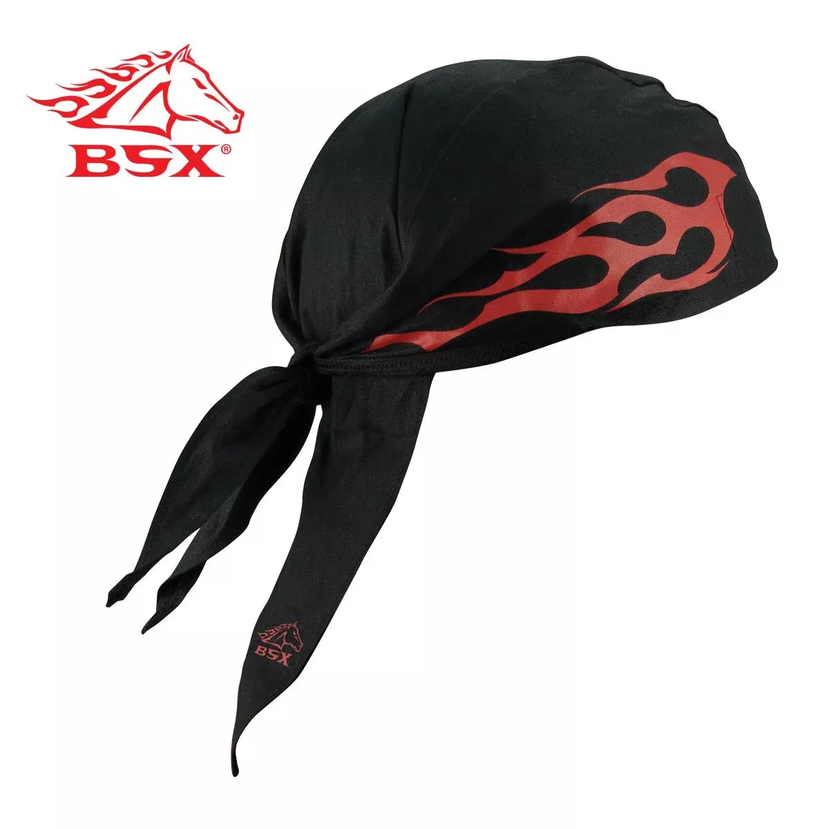 Revco BC5D-BK Black w/ Red Flames BSX Cotton Doo Rag (1 Doo Rag)